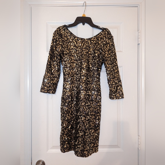 Black and Gold Sequin Dress - Picture 1 of 6